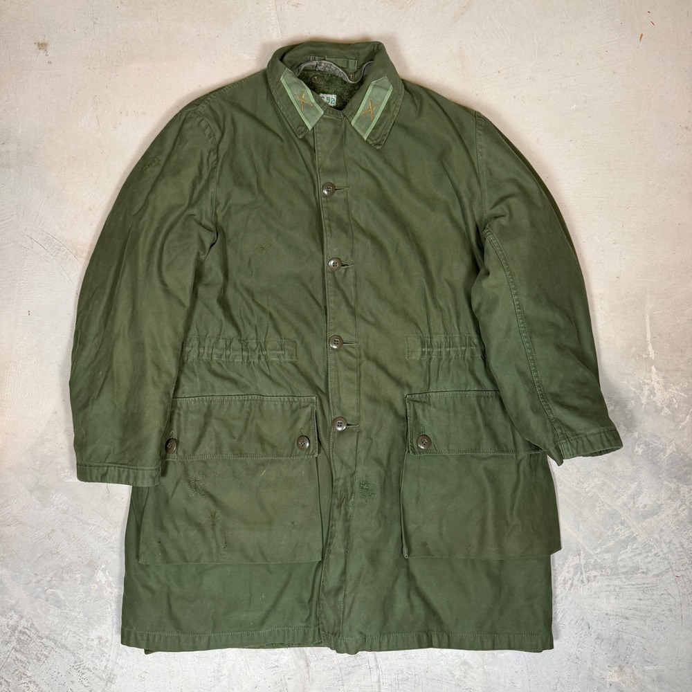 Vintage 60s Swedish Military M59 Field Jacket Olive Green Lined Parka C52 L